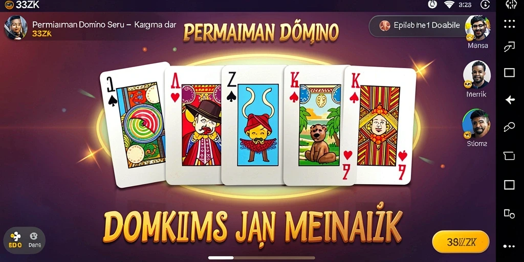 Tampilan seru permainan domino di 33ZK dengan lawan nyata.