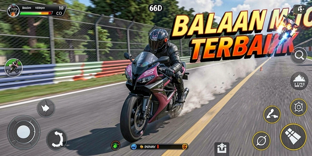 Gameplay seru dalam balapan motor di 66D.
