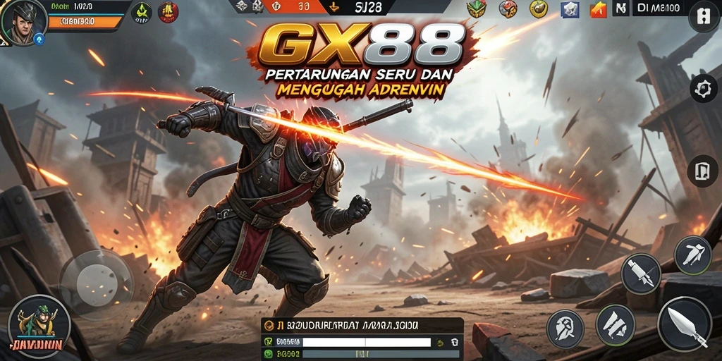 Tangkapan layar GX88 menampilkan pertarungan epik dengan grafis luar biasa.