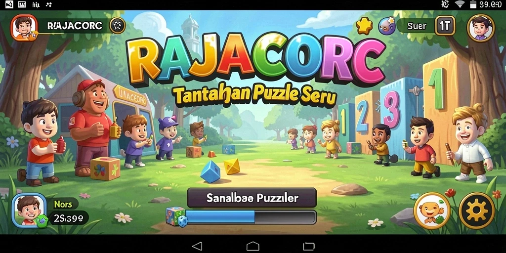 Screenshot gameplay RAJACORC yang menampilkan tantangan Puzzle.