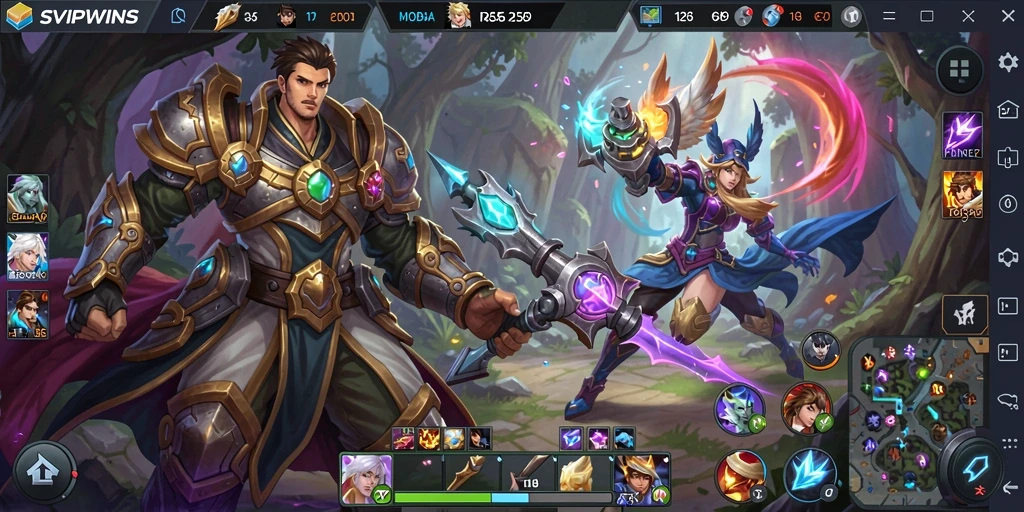 Screenshot gameplay SVIPWINS menampilkan aksi seru dalam pertempuran tim.