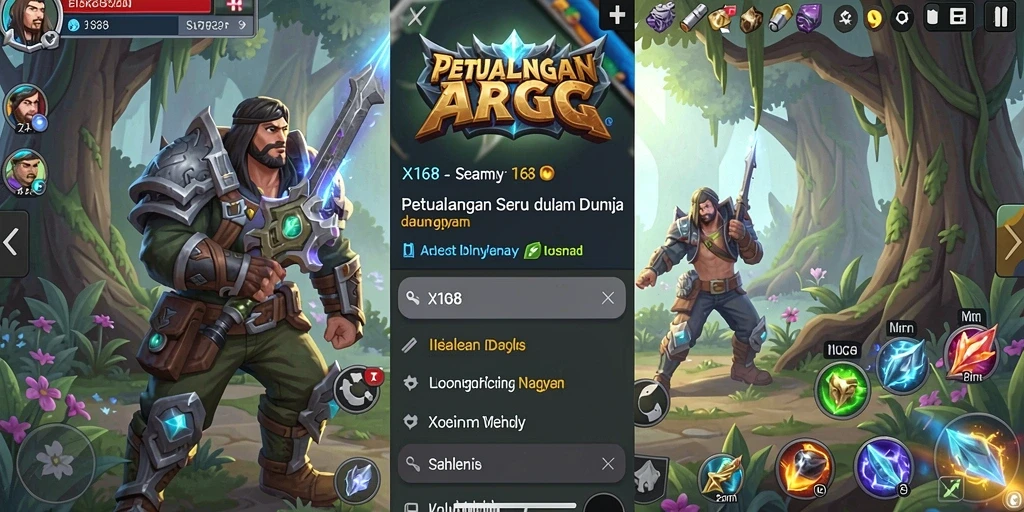 Tampilan seru gameplay X168 dengan aksi pertarungan ARPG yang mendebarkan.
